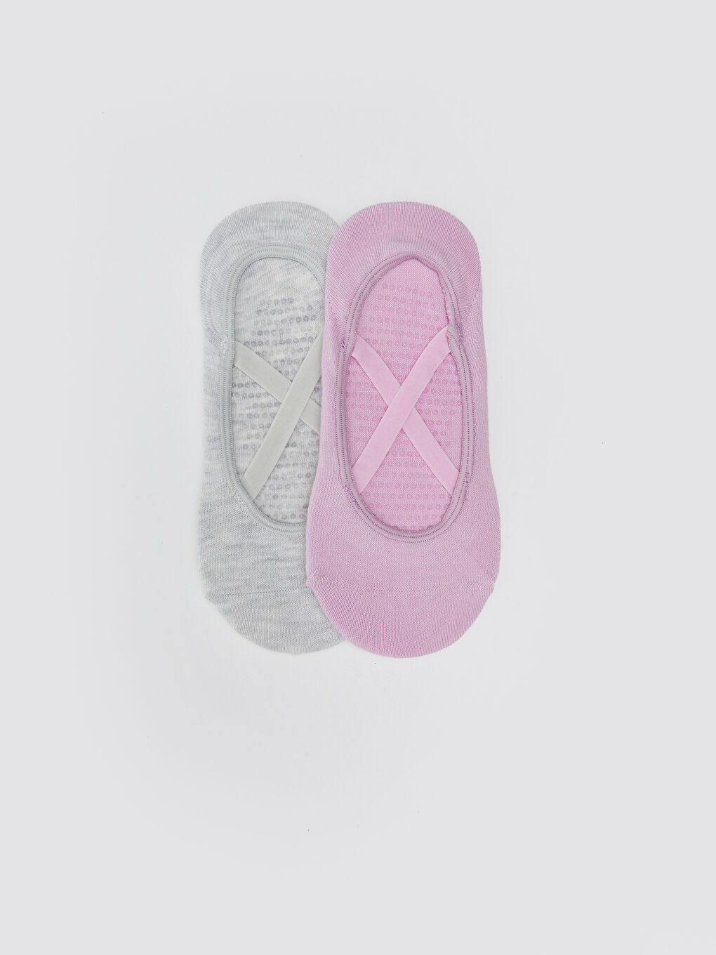 Gri Düz Kaydırmaz Tabanlı Kadın Yoga ve Pilates Çorabı 2'li Paket-4