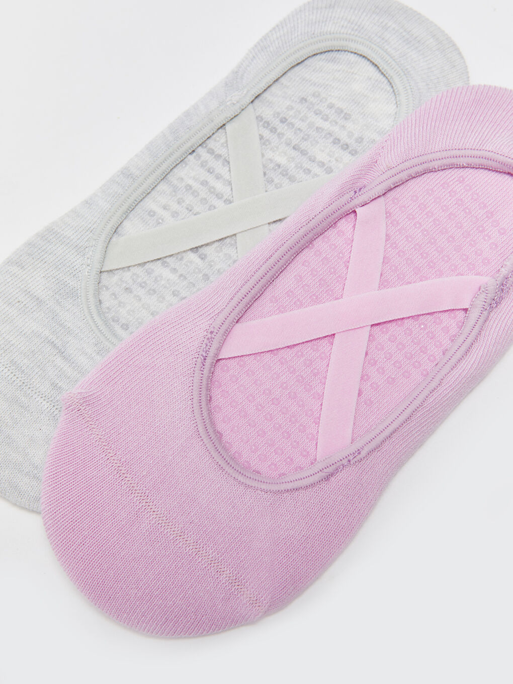 Gri Düz Kaydırmaz Tabanlı Kadın Yoga ve Pilates Çorabı 2'li Paket-5