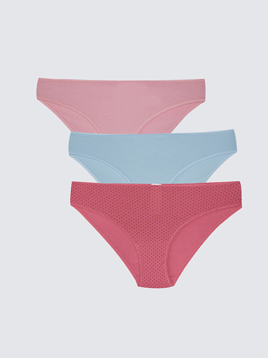 Pembe Düz Bikini Külot 3'lü