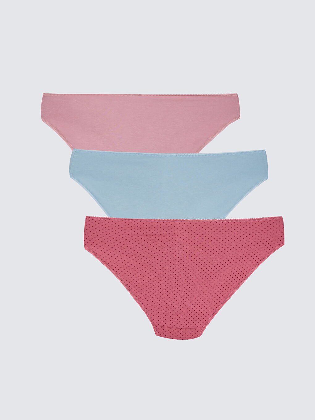 Pembe Düz Bikini Külot 3'lü-1