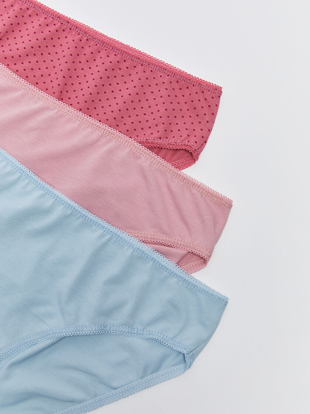 Pembe Düz Bikini Külot 3'lü-2