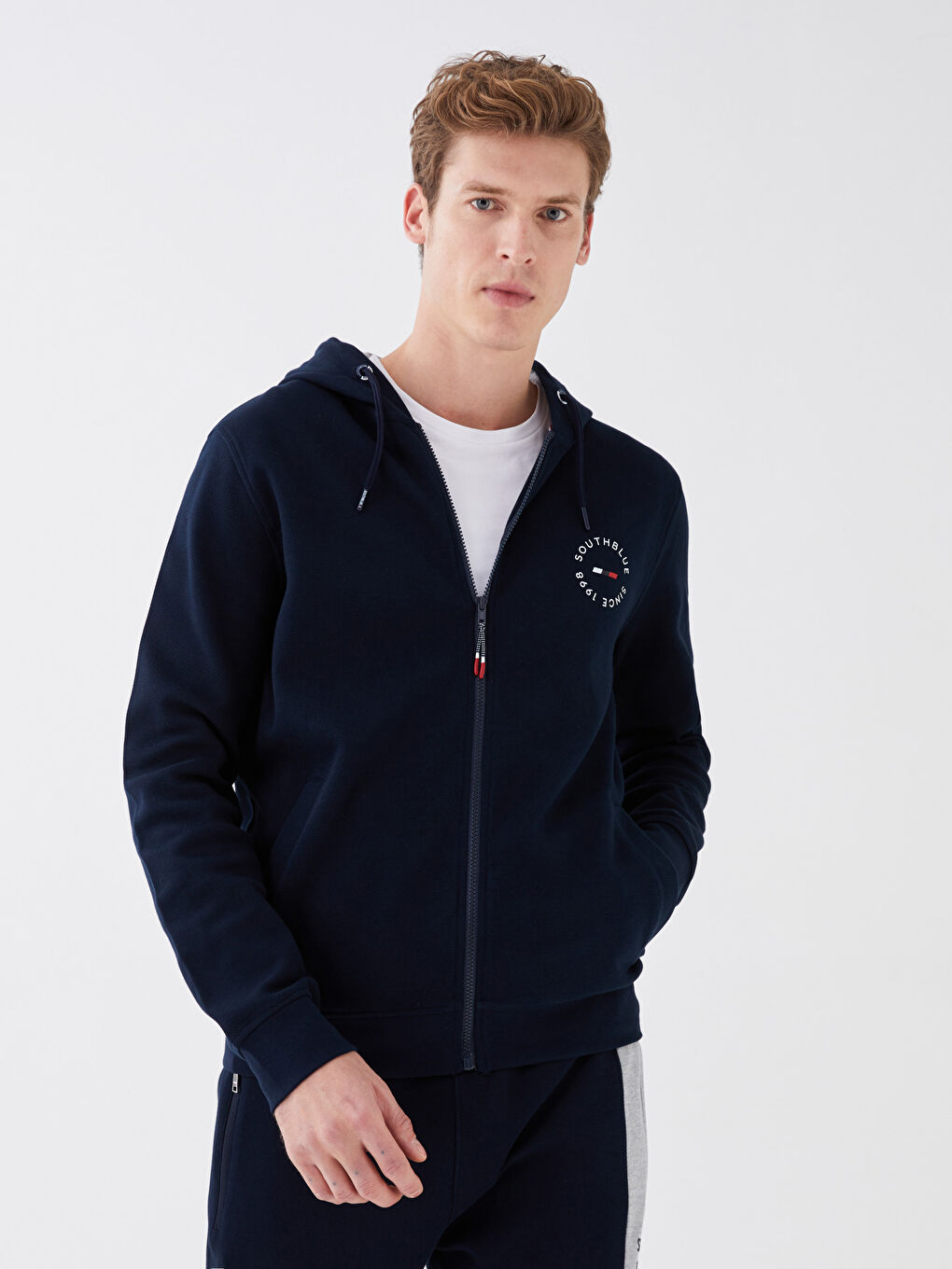 SOUTHBLUE Hooded Long Sleeve Men's Zip-Up Sweatshirt -S35198Z8-RFH