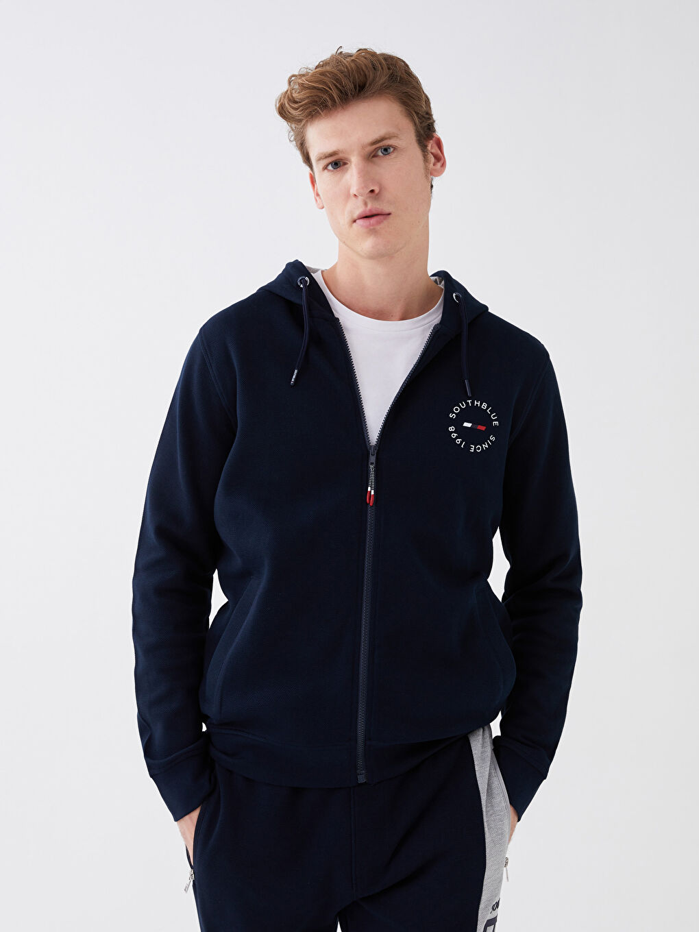 SOUTHBLUE Hooded Long Sleeve Men's Zip-Up Sweatshirt -S35198Z8-RFH