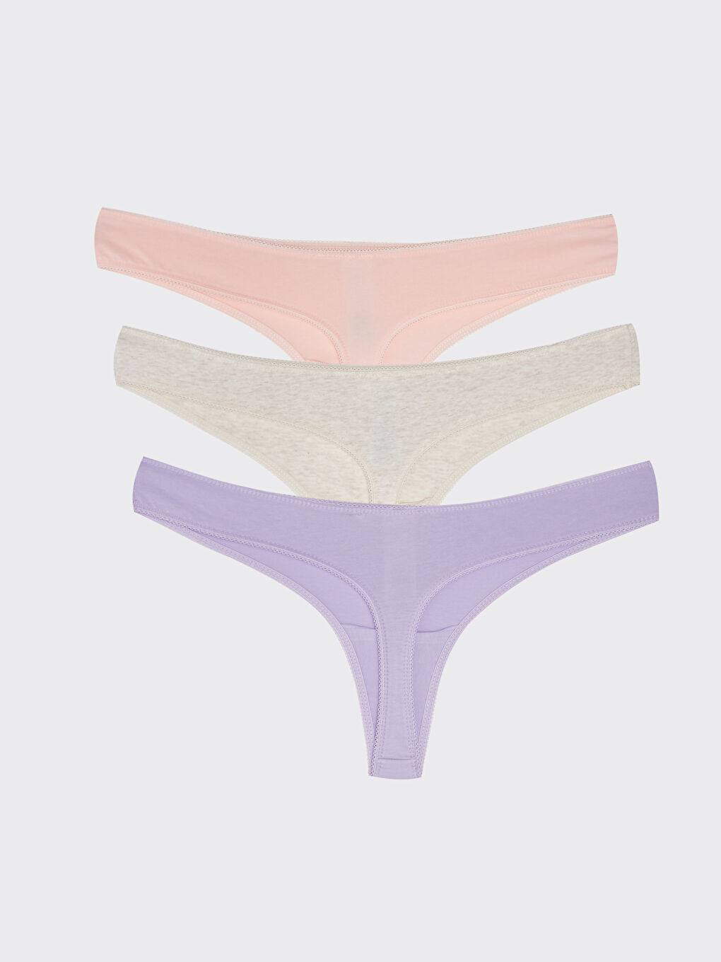 Bej Düz Tanga Külot 3'lü Paket-1