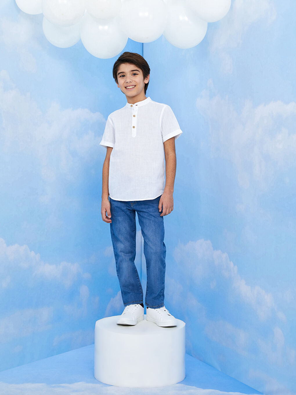 Adjustable Elastic Waist Boys' Jeans-1