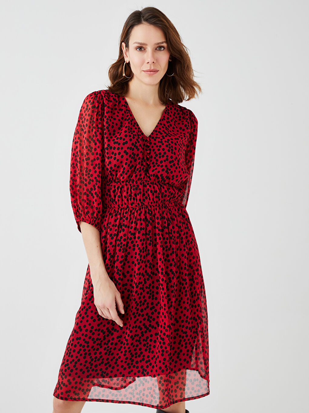 V-Neck Patterned Women's Dress-2