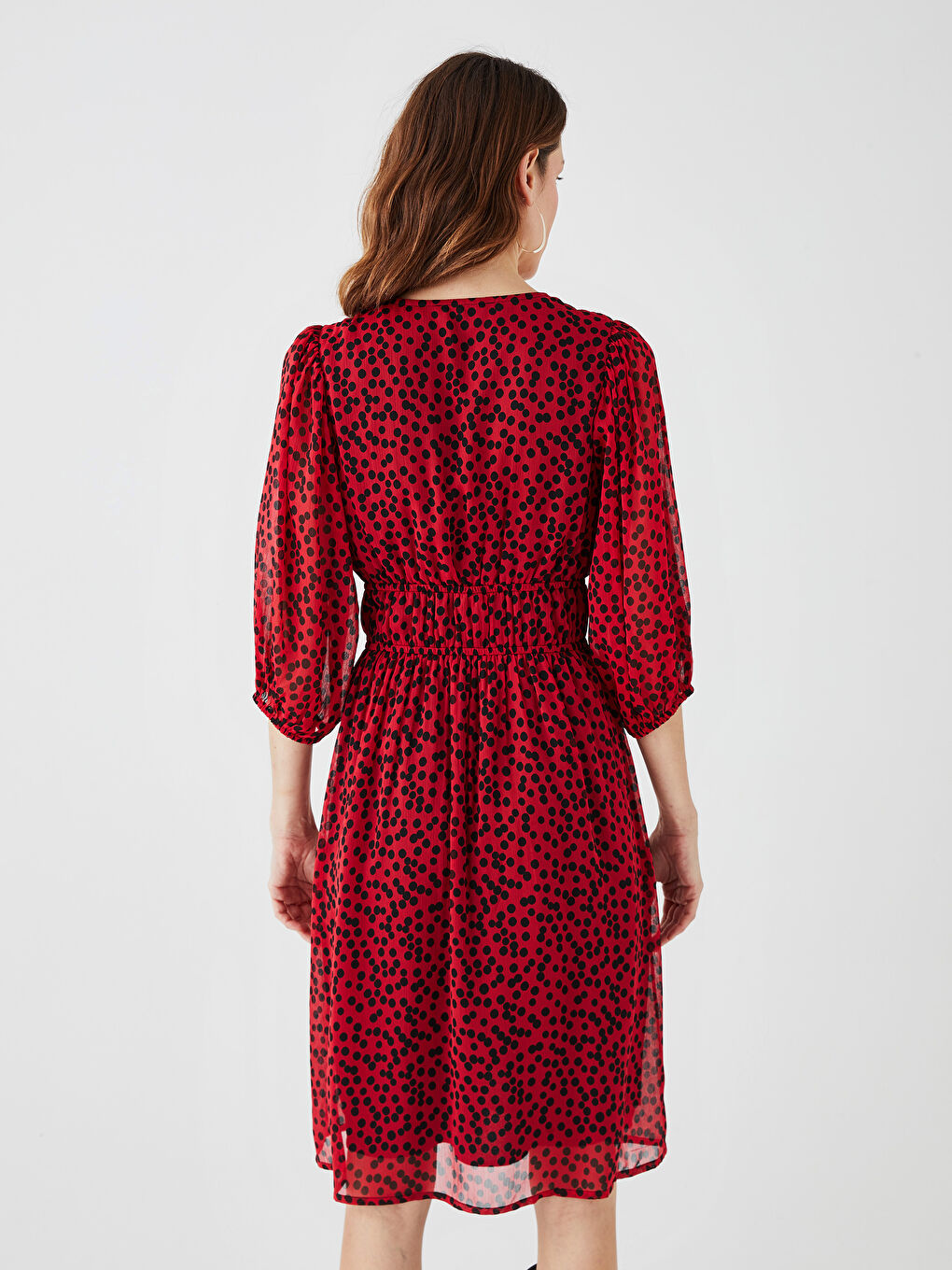 V-Neck Patterned Women's Dress-3