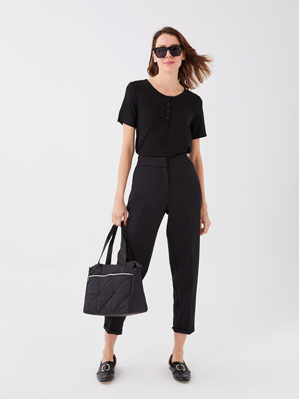 Women's Carrot Fit Plain Trousers