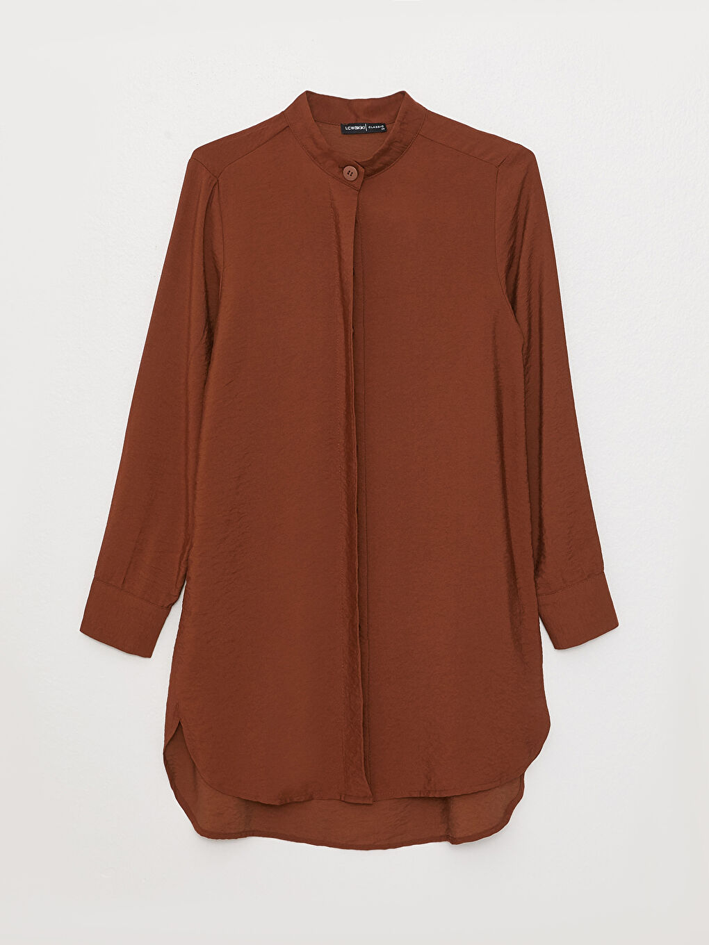 Funnel Neck Plain Long Sleeve Women's Tunic-5