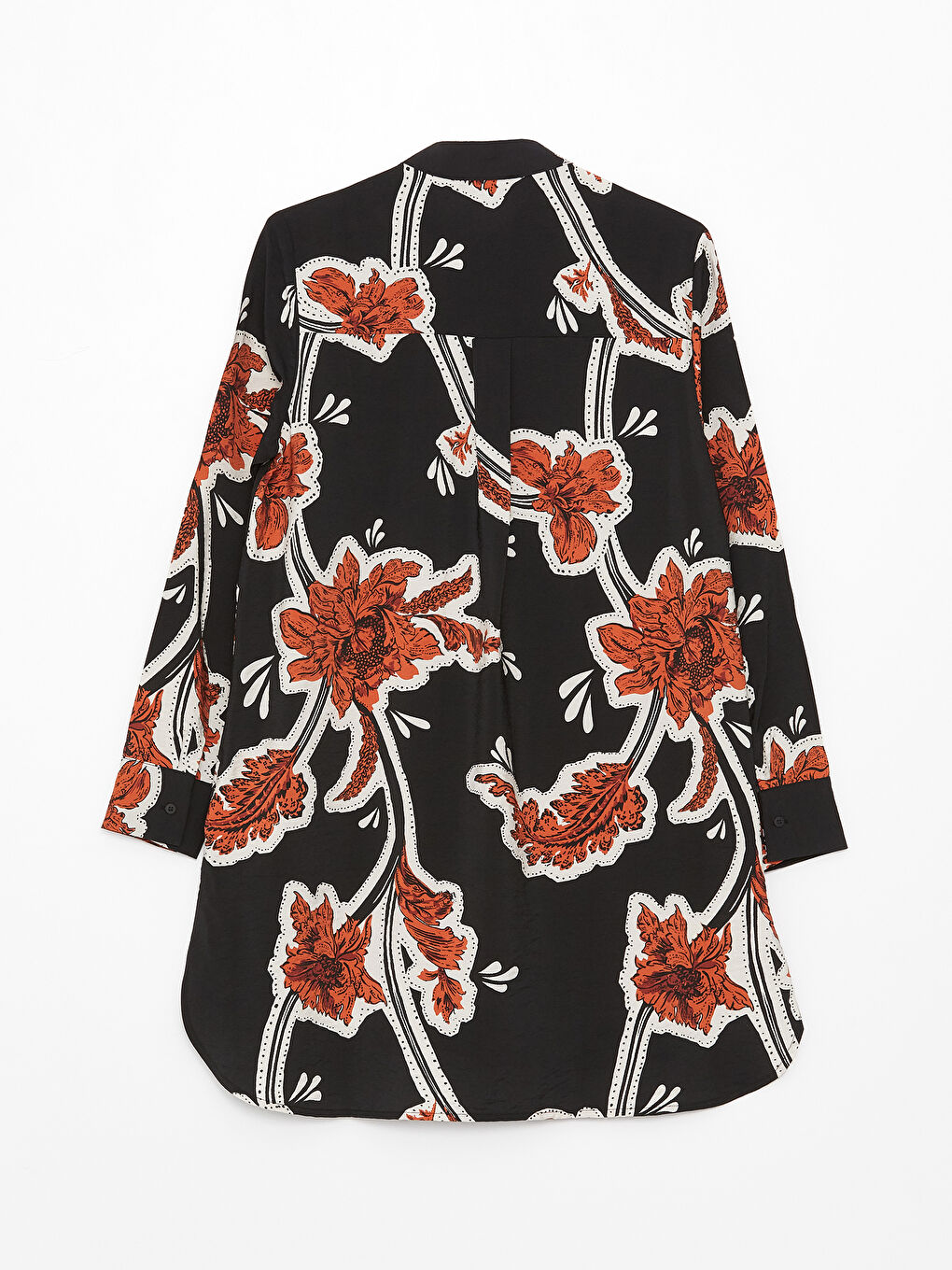 Grandad Collar Patterned Long Sleeve Women's Tunic-6