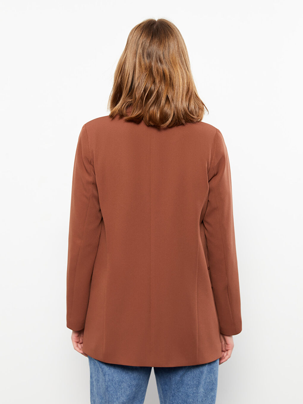 Veste Unie à Manches Longues en Crêpe pour Femmes-4