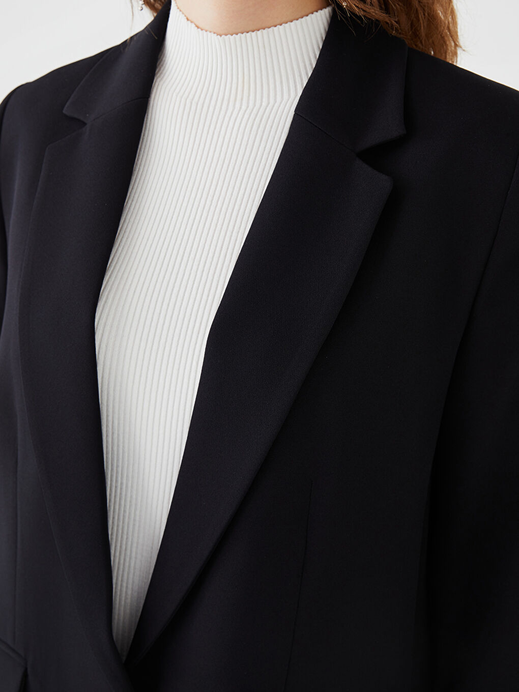 Sacou Simplu cu Mânecă Lungă din Crep pentru Femei-3