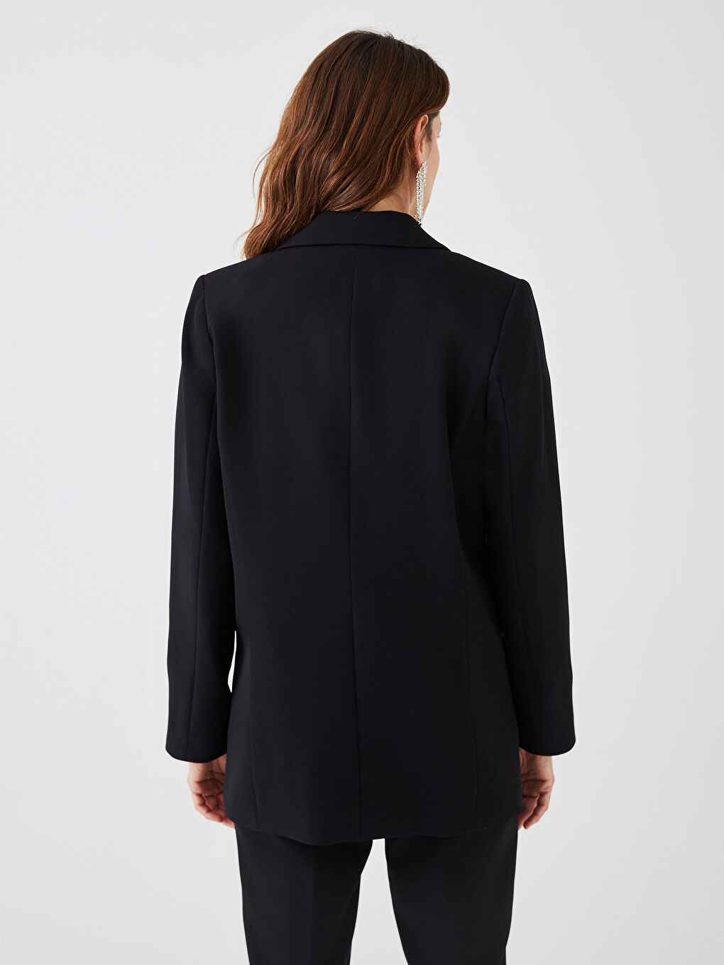 Sacou Simplu cu Mânecă Lungă din Crep pentru Femei-4