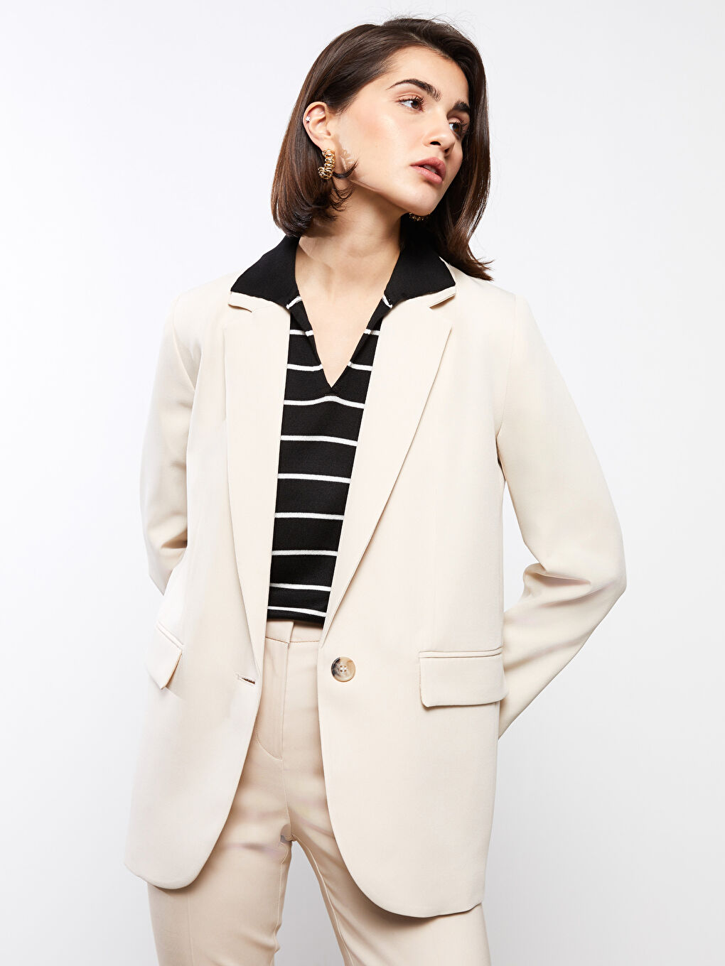 LCWAIKIKI Classic Plain Long Sleeve Crepe Women's Jacket -S35272Z8-G5M