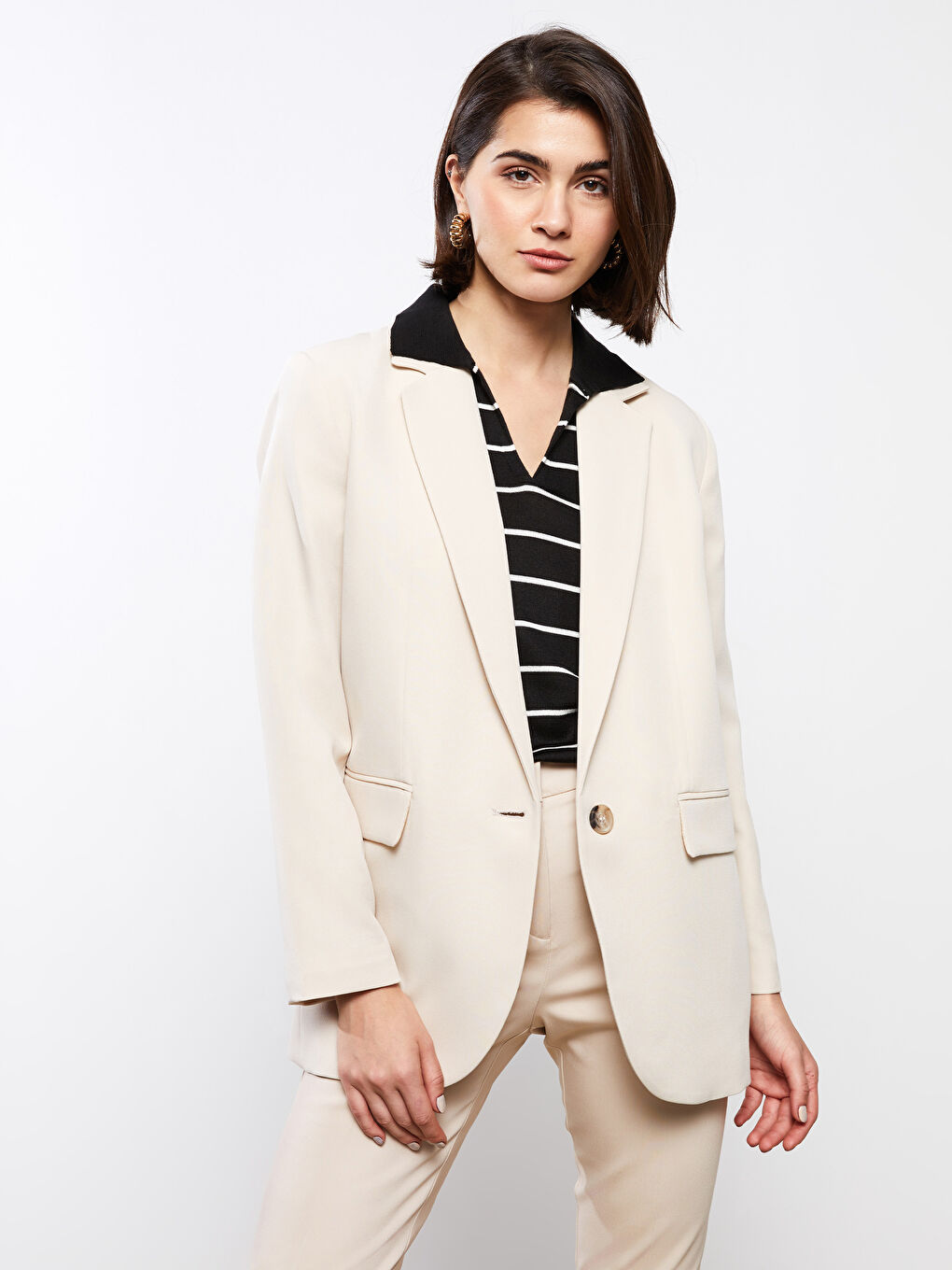 LCWAIKIKI Classic Plain Long Sleeve Crepe Women's Jacket -S35272Z8-G5M