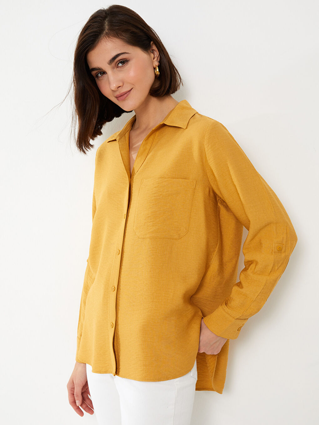 უბრალო გრძელმკლავიანი ქალებისთვის პერანგი-1