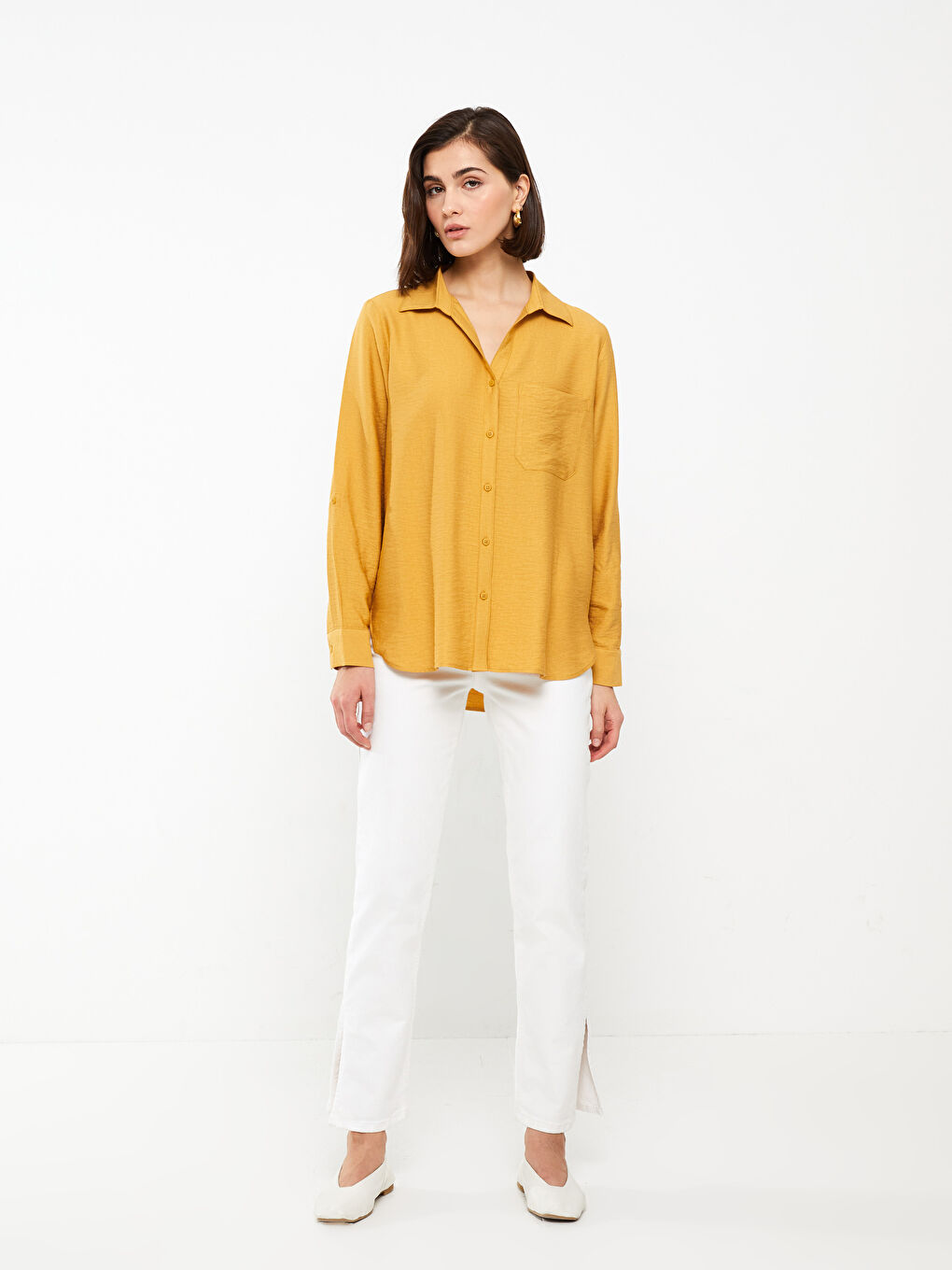 უბრალო გრძელმკლავიანი ქალებისთვის პერანგი-2