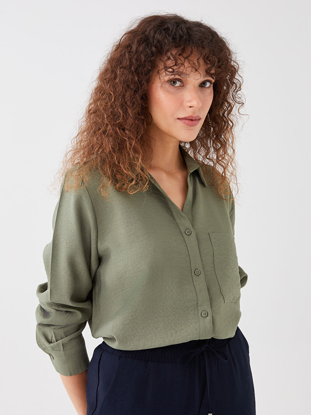 Изчистена риза с дълъг ръкав за жени-2