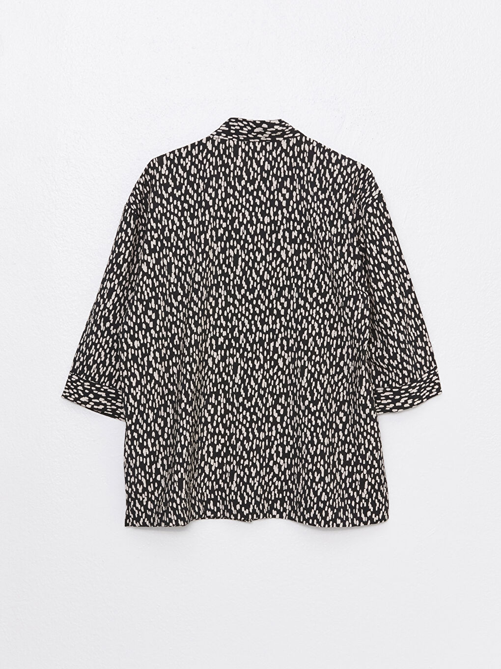 Siyah Desenli Oversize Kadın Gömlek-6