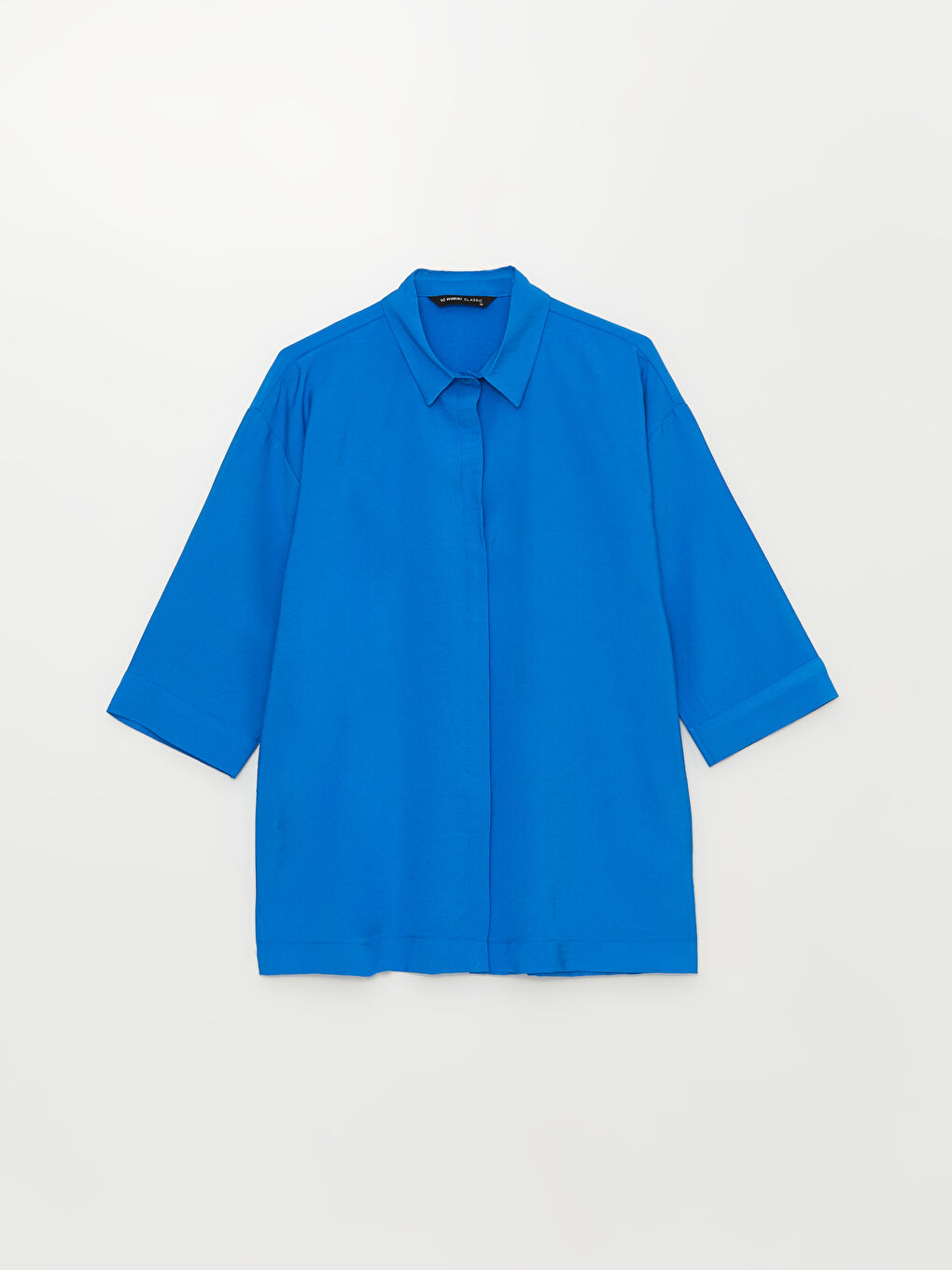 Women's Hidden Button Closure Plain Shirt-5