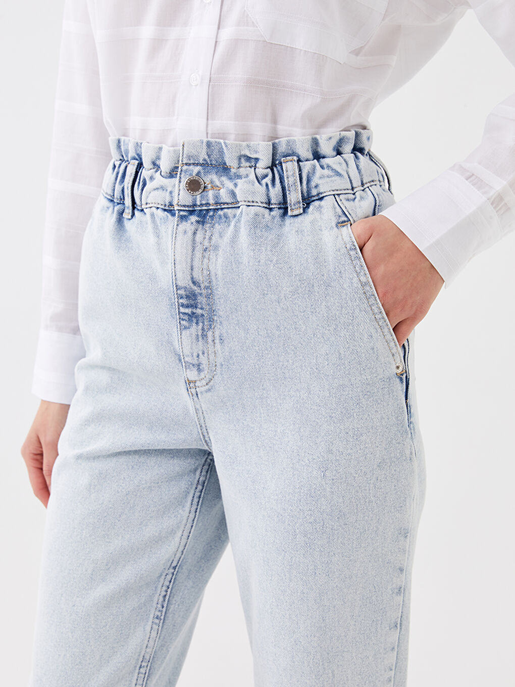 LCW Jeans Indigo Yüksek Bel Slouchy Kadın Jean Pantolon - 2
