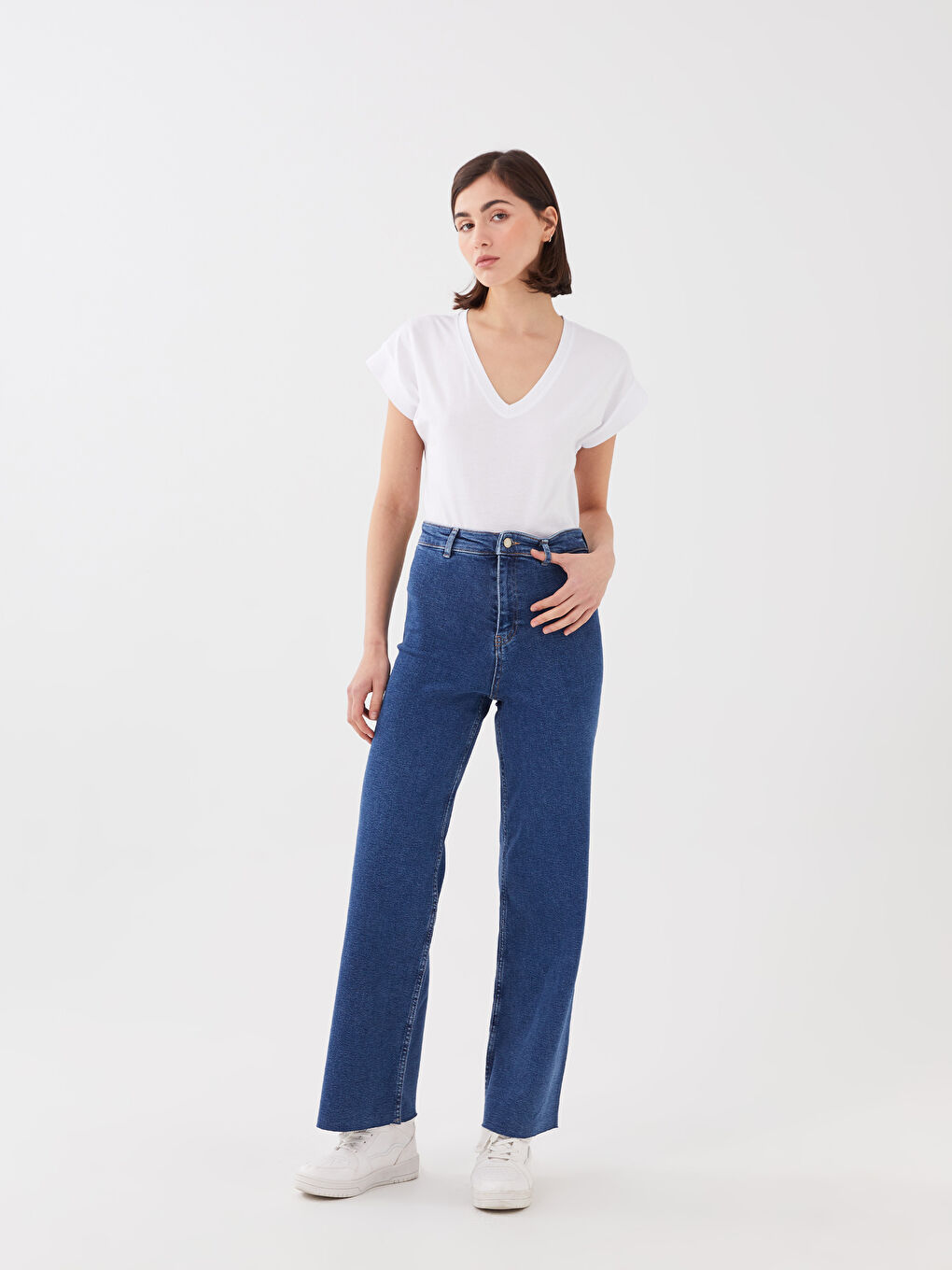 Джинсы женские Wide leg с высокой посадкой