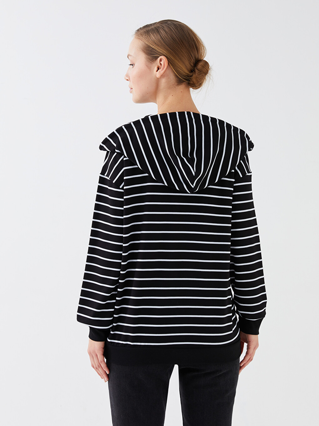 LCW EVERYDAY Hooded Striped Long Sleeve Oversize Women's Sports