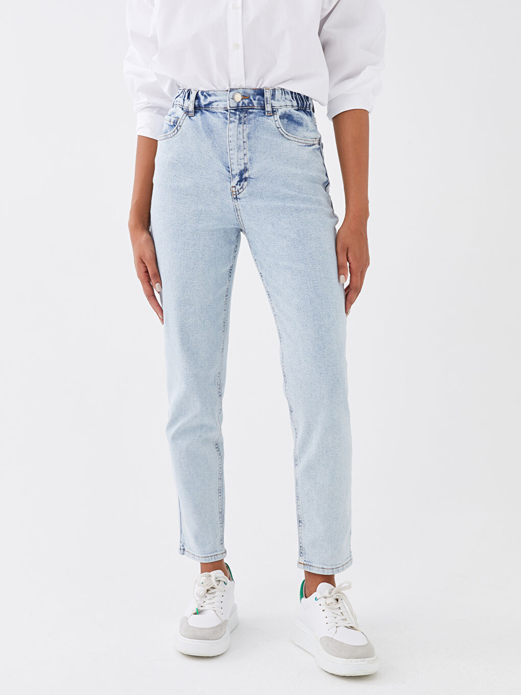 جينز نساء خصر مرتفع موم فيت مستقيم-3