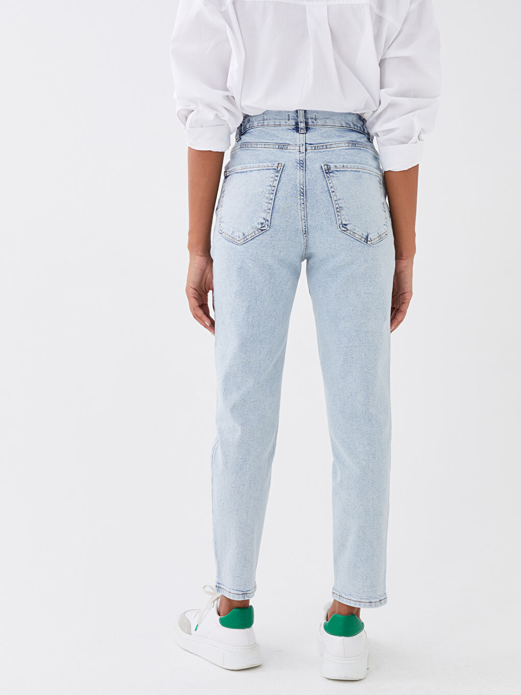 جينز نساء خصر مرتفع موم فيت مستقيم-4