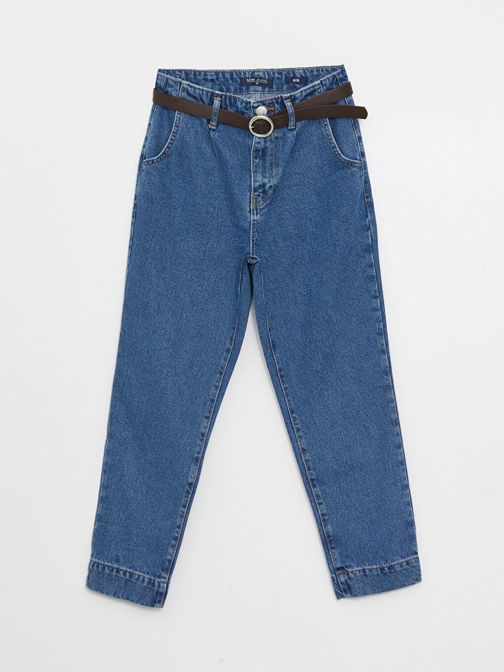 High Waist Mom Fit Belt Detailed Women's Jean Trousers -S35312Z8-507