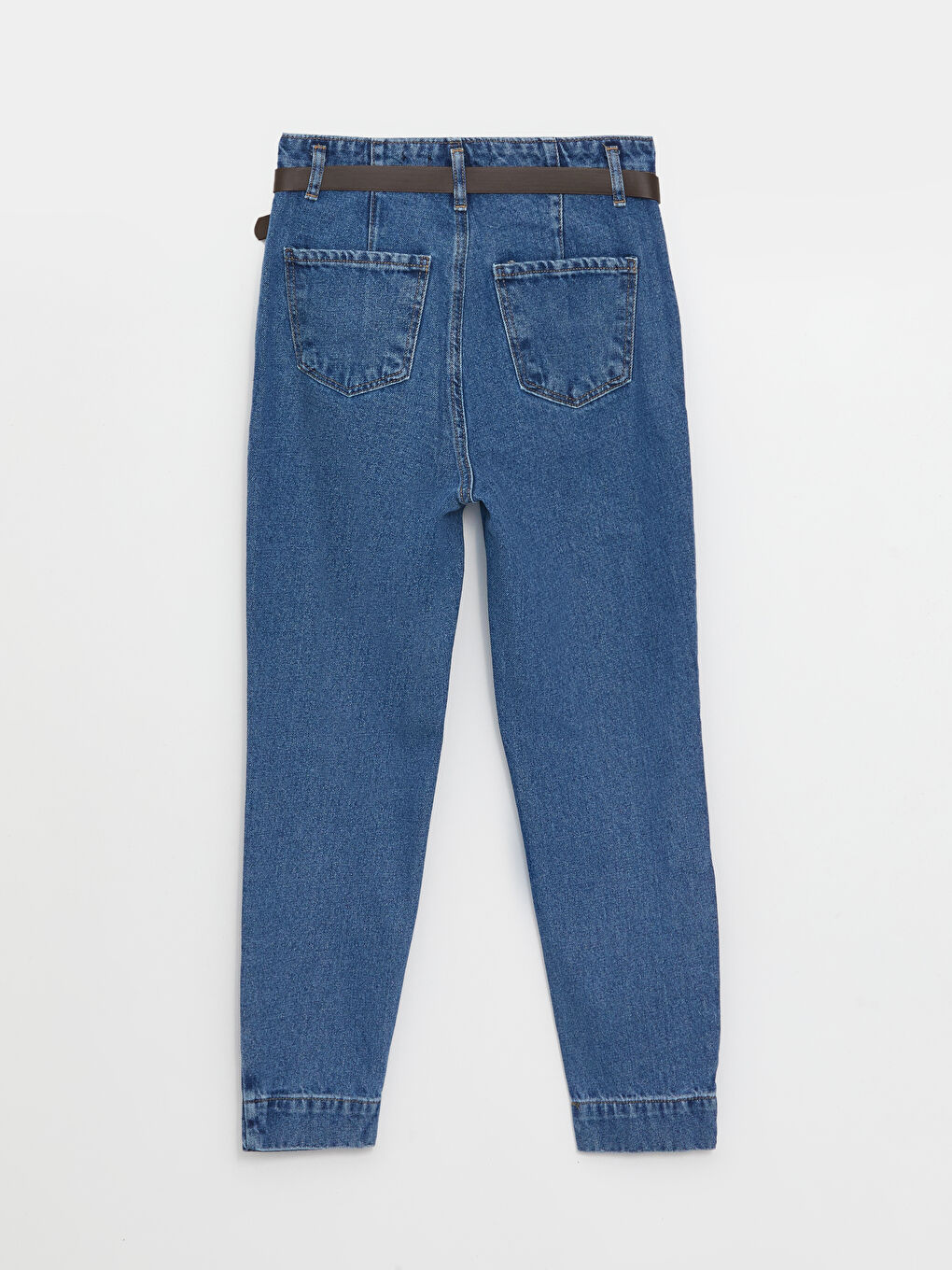 High Waist Mom Fit Belt Detailed Women's Jean Trousers -S35312Z8-507