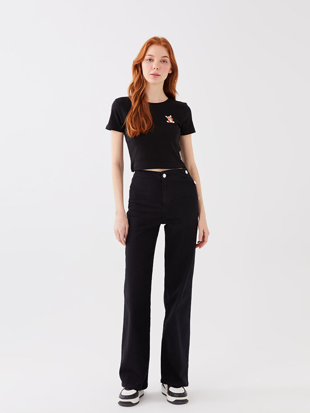 High Waisted Wideleg Women's Jeans-1