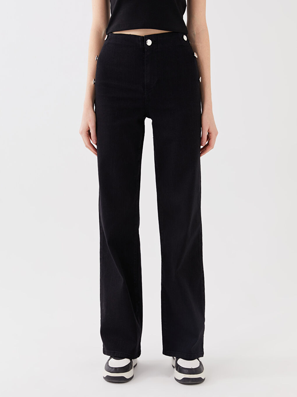 High Waisted Wideleg Women's Jeans-3