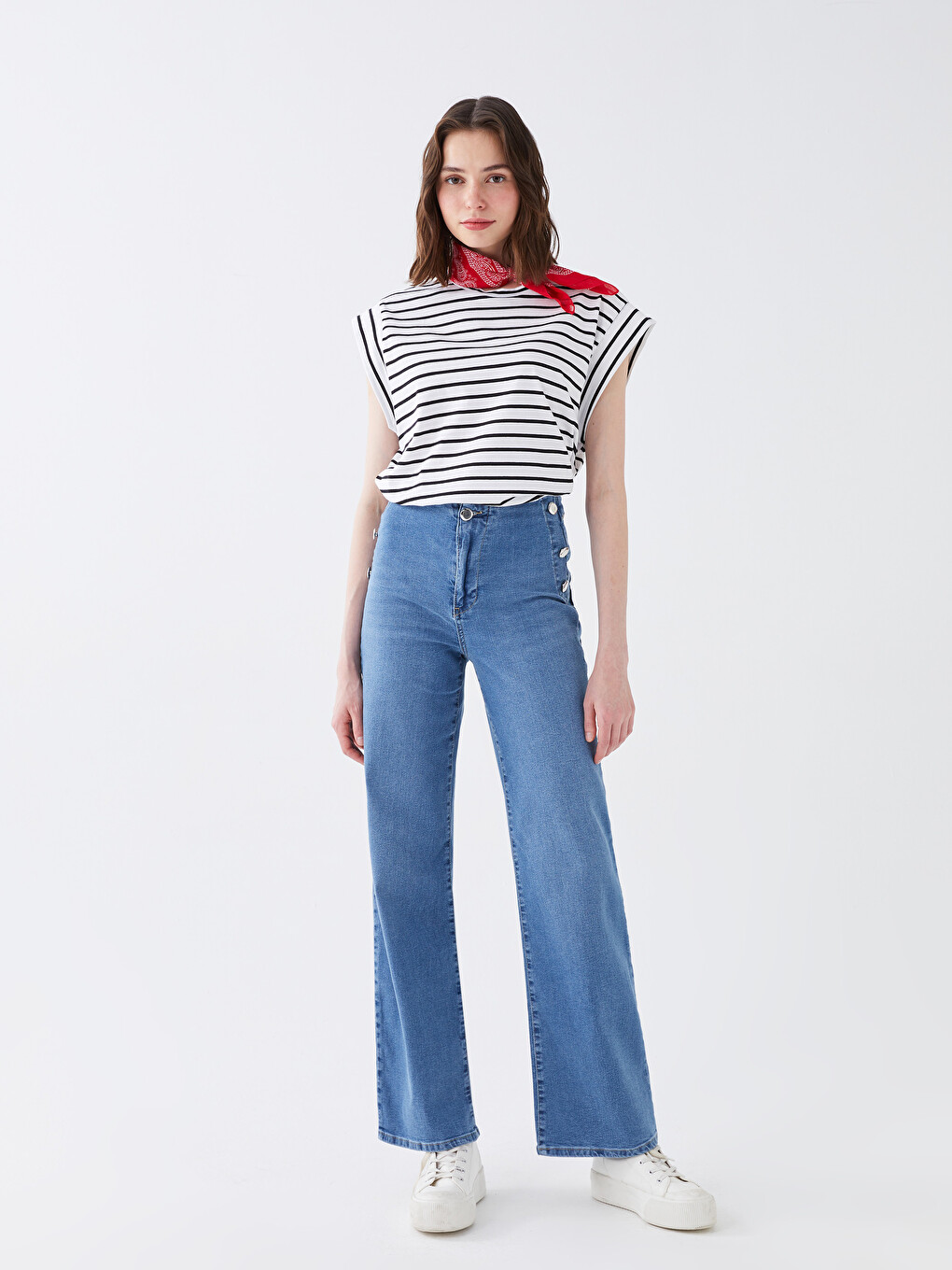 High Waisted Wideleg Women's Jeans-1