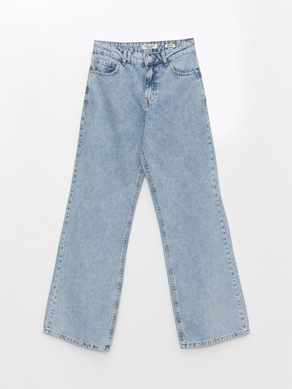 İndigo Yüksek Bel Wideleg Kadın Jean Pantolon-5