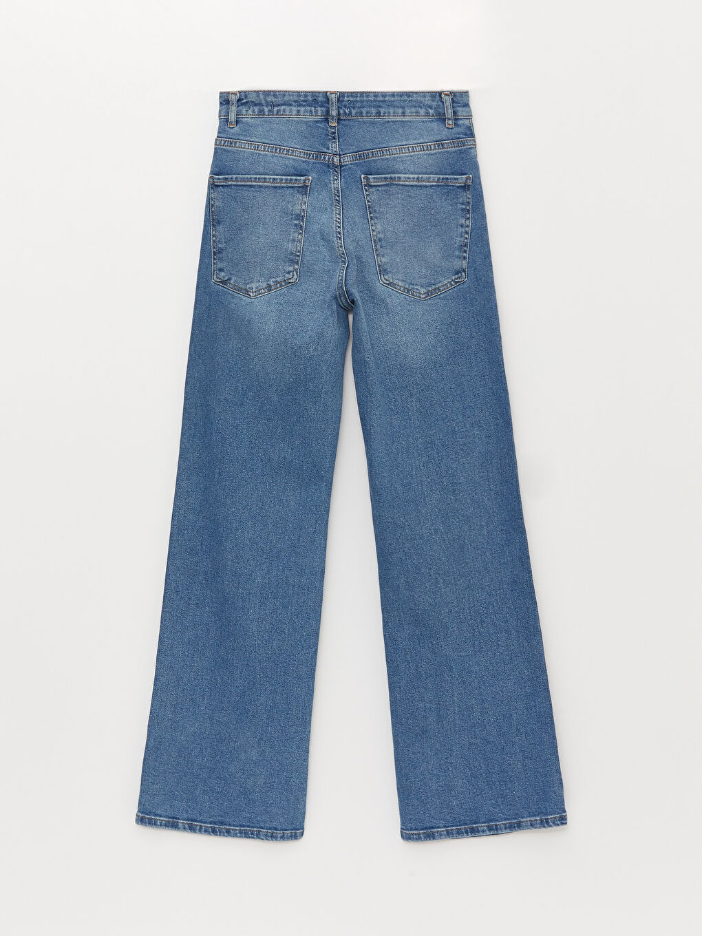 Женские джинсы с высокой посадкой, широкими штанинами, из обычного денима-7