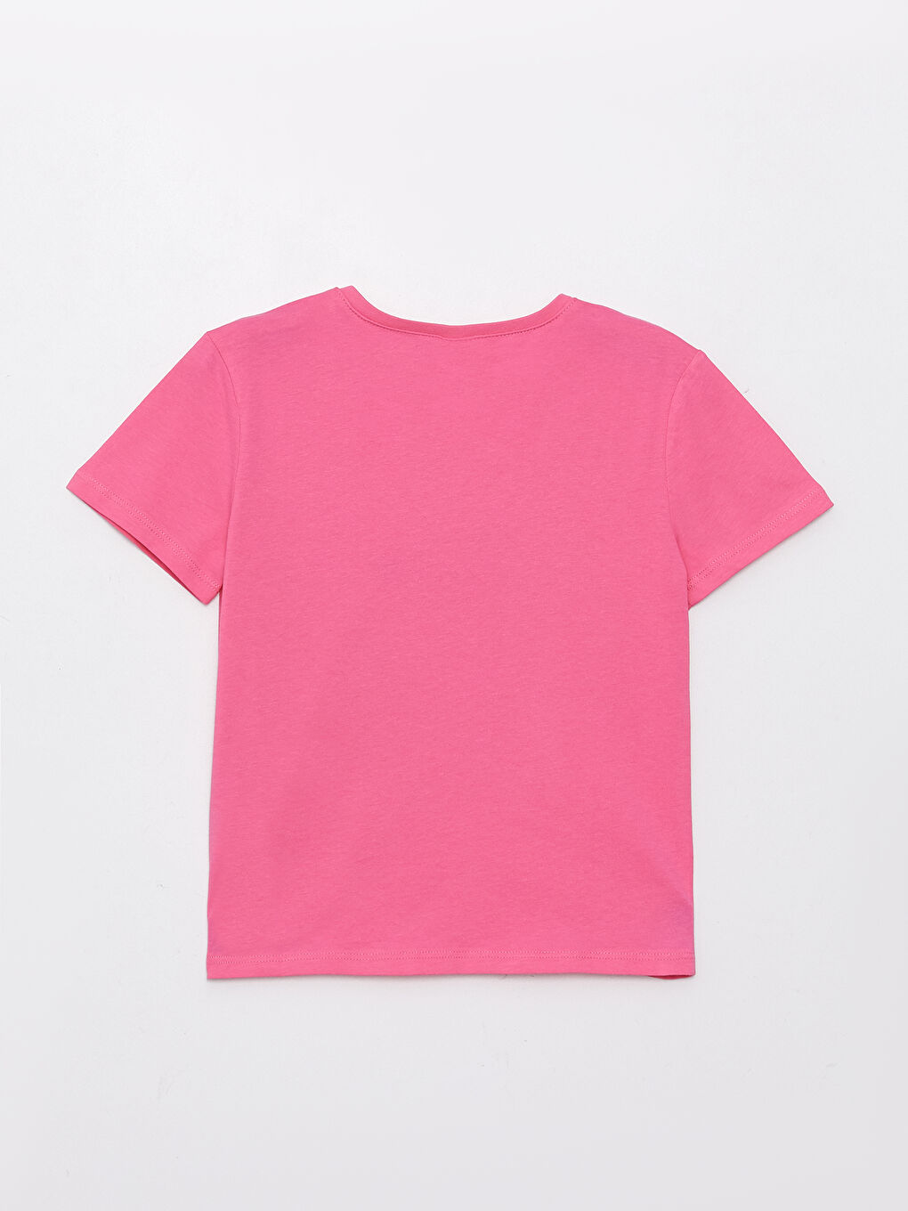 Pembe Bisiklet Yaka Baskılı Kısa Kollu Kız Çocuk Tişört-1