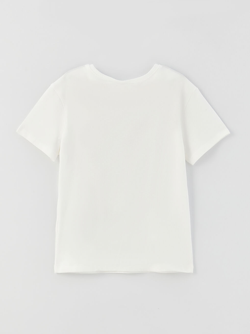 Tricou cu Guler Rotund Imprimat cu Mânecă Scurtă pentru Fete-4