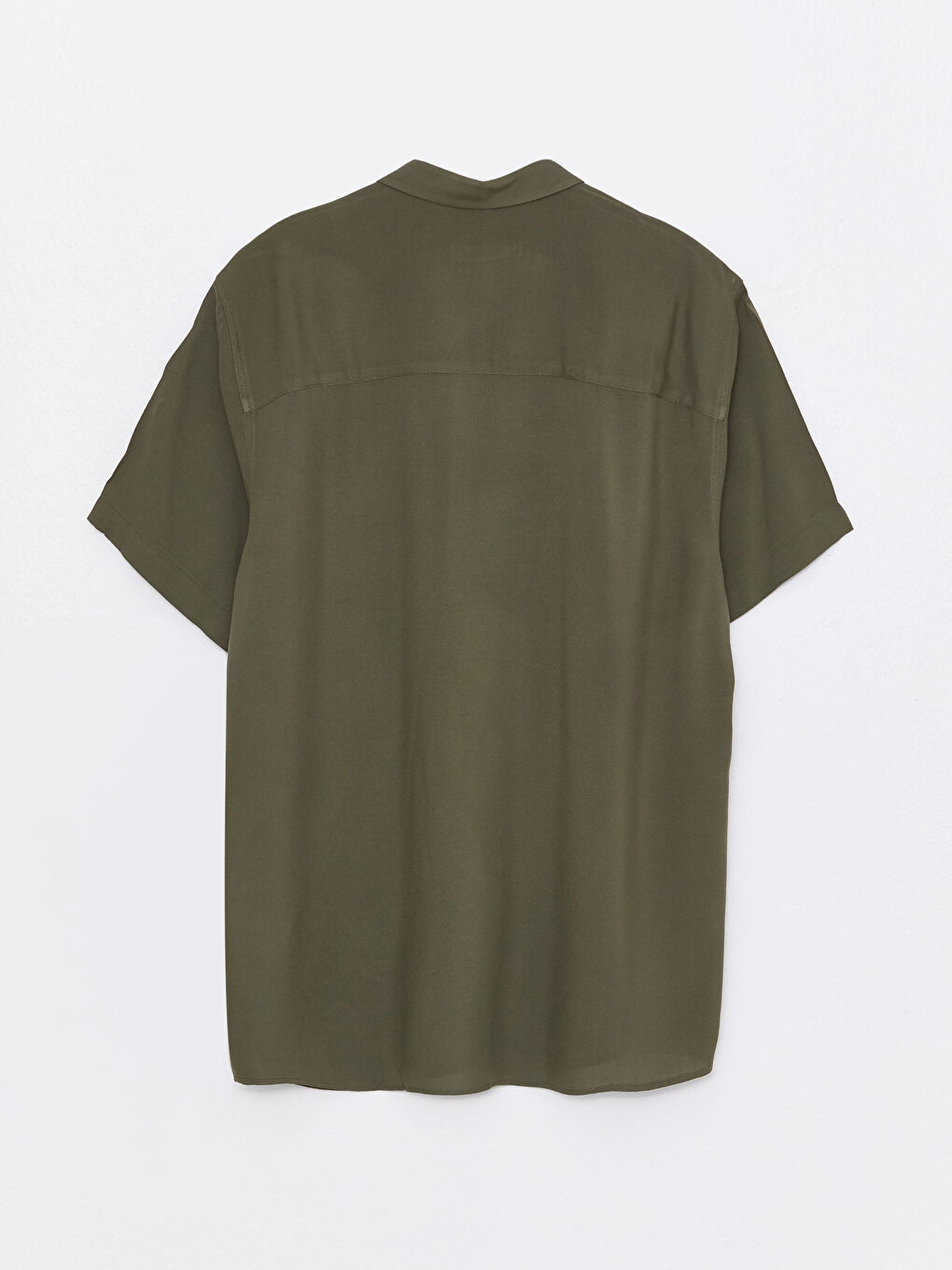 Haki Regular Fit Kısa Kollu Viskon Erkek Gömlek-5