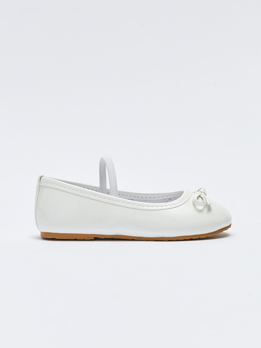 Beyaz Deri Görünümlü Fiyonk Detaylı Kız Çocuk Babet-1