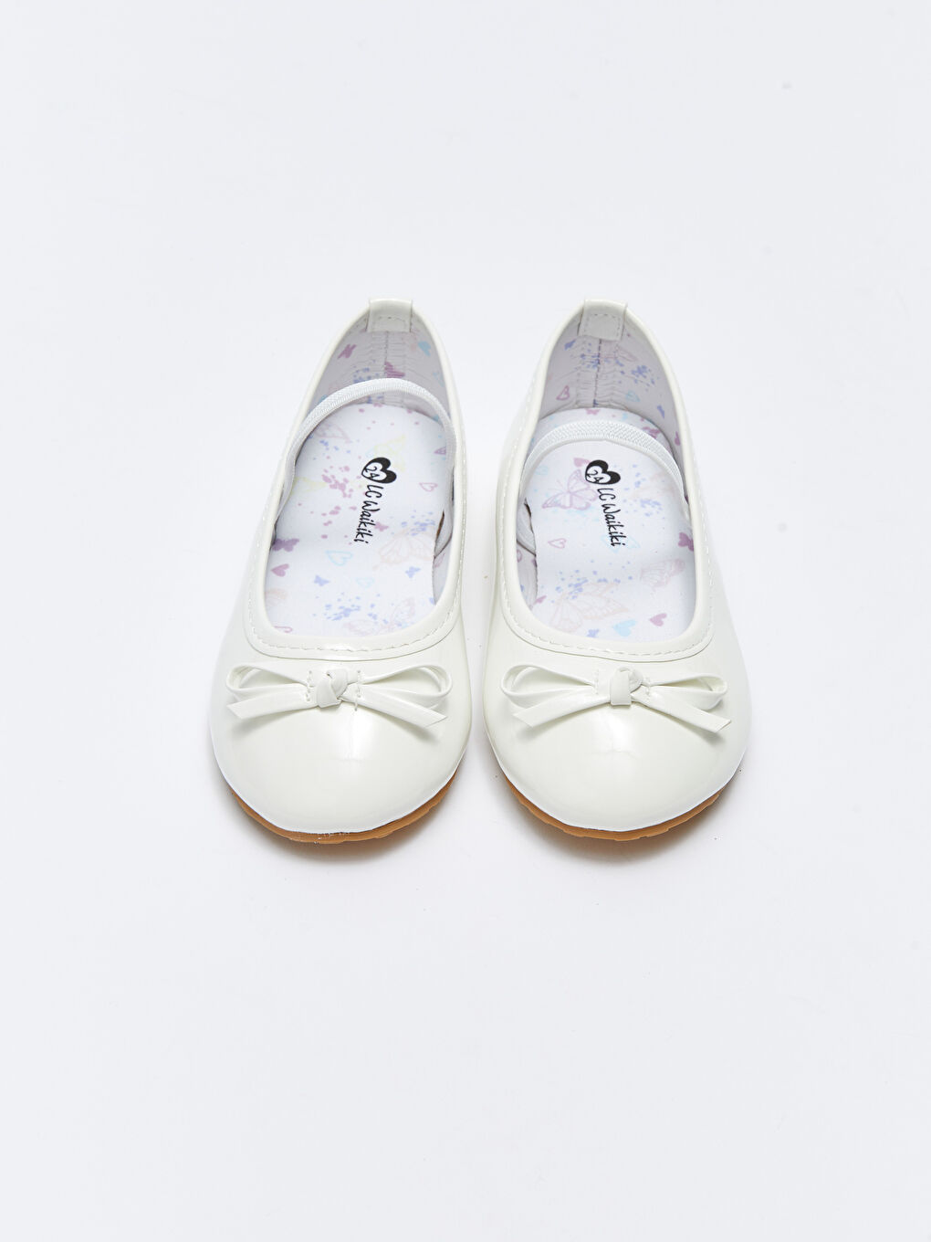 Beyaz Deri Görünümlü Fiyonk Detaylı Kız Çocuk Babet-2