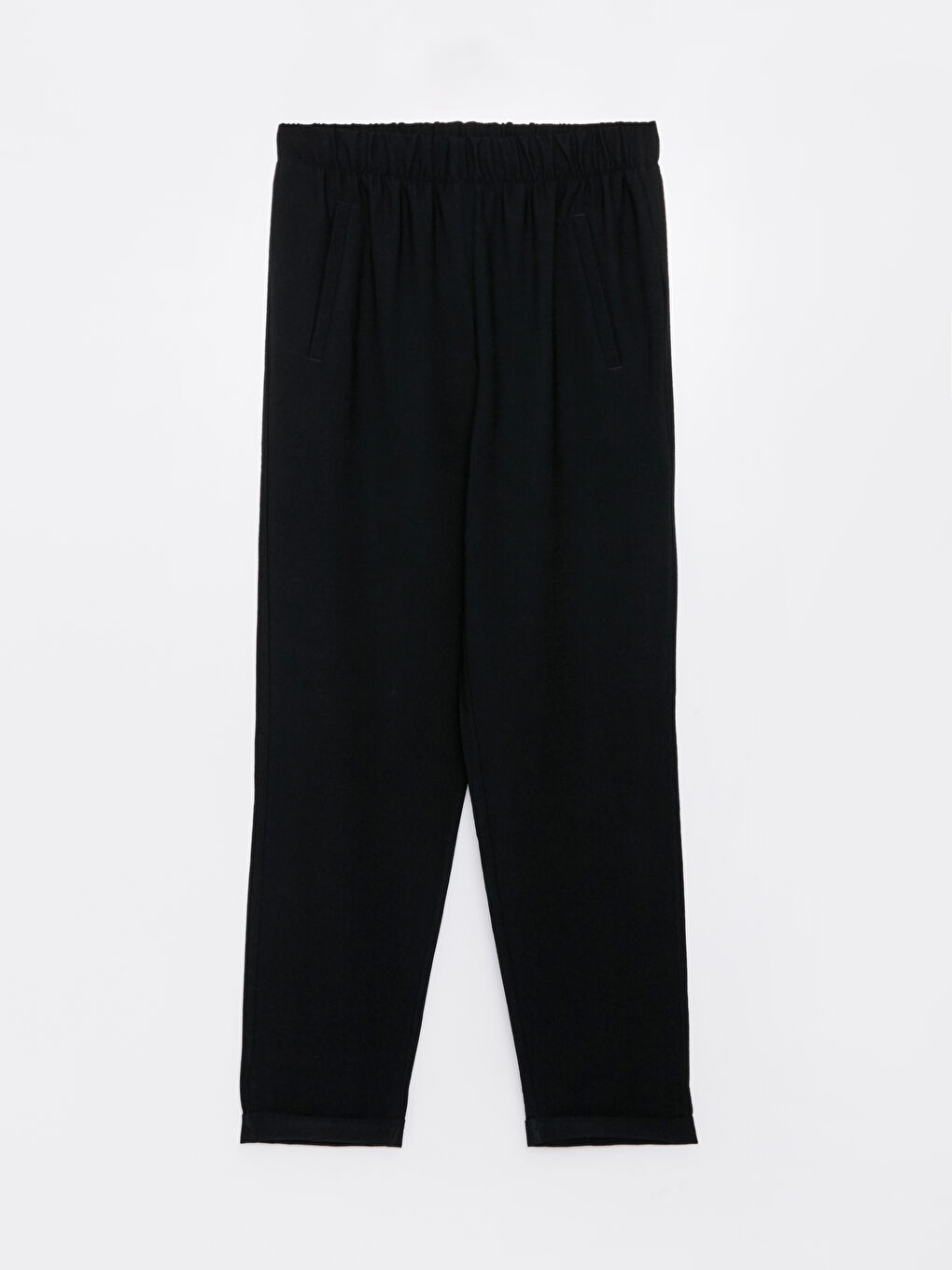 Ankle Length Women's Carrot Trousers With Elastic Waist