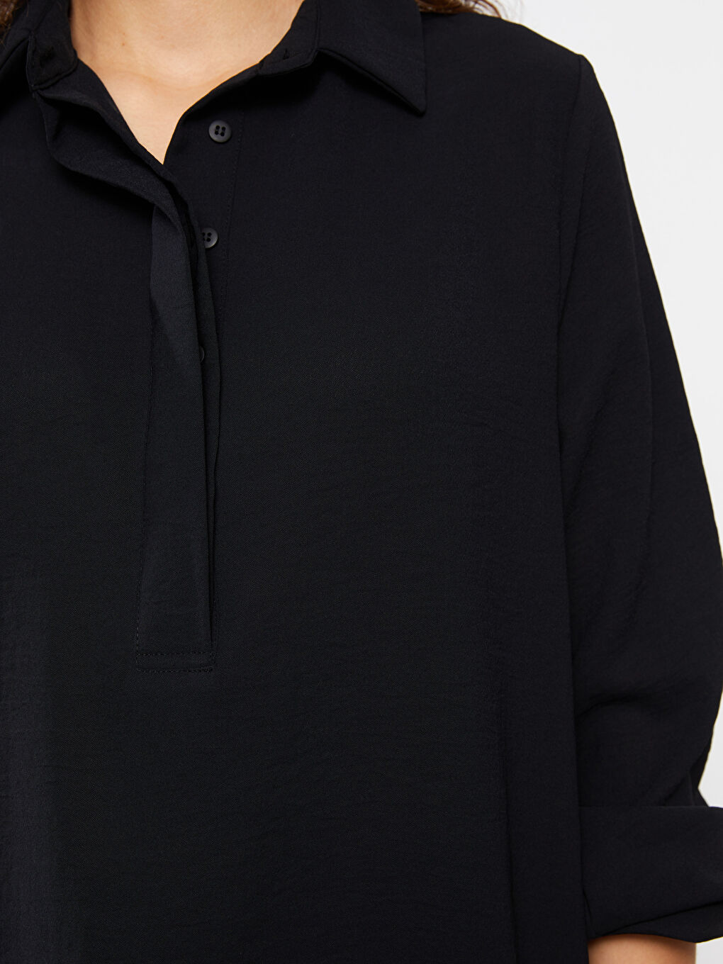 قميص تونيك للسيدات كم طويل سادة-3