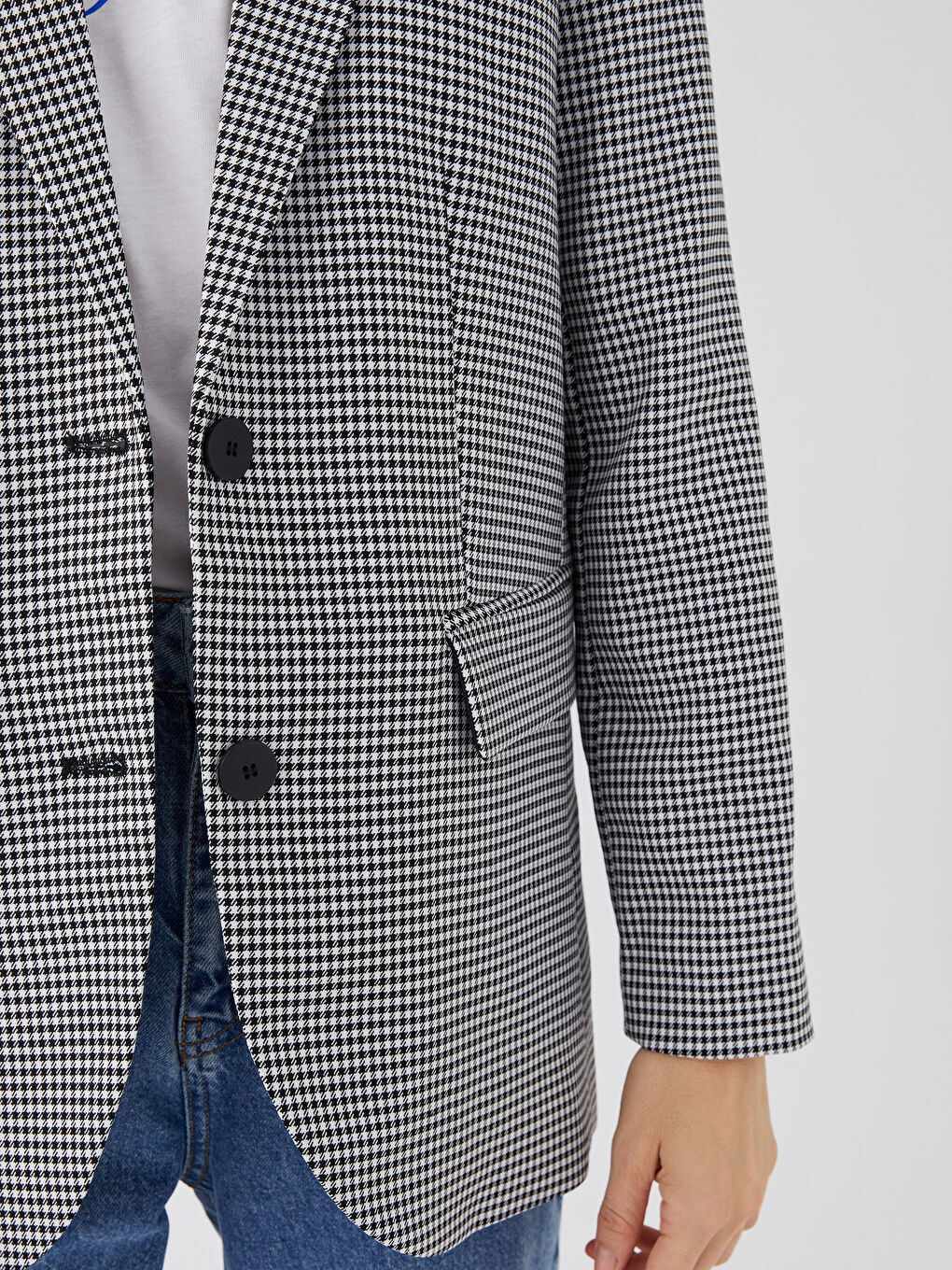 جاكيتات كم طويل بنقشة قدم الإوز للسيدات-3