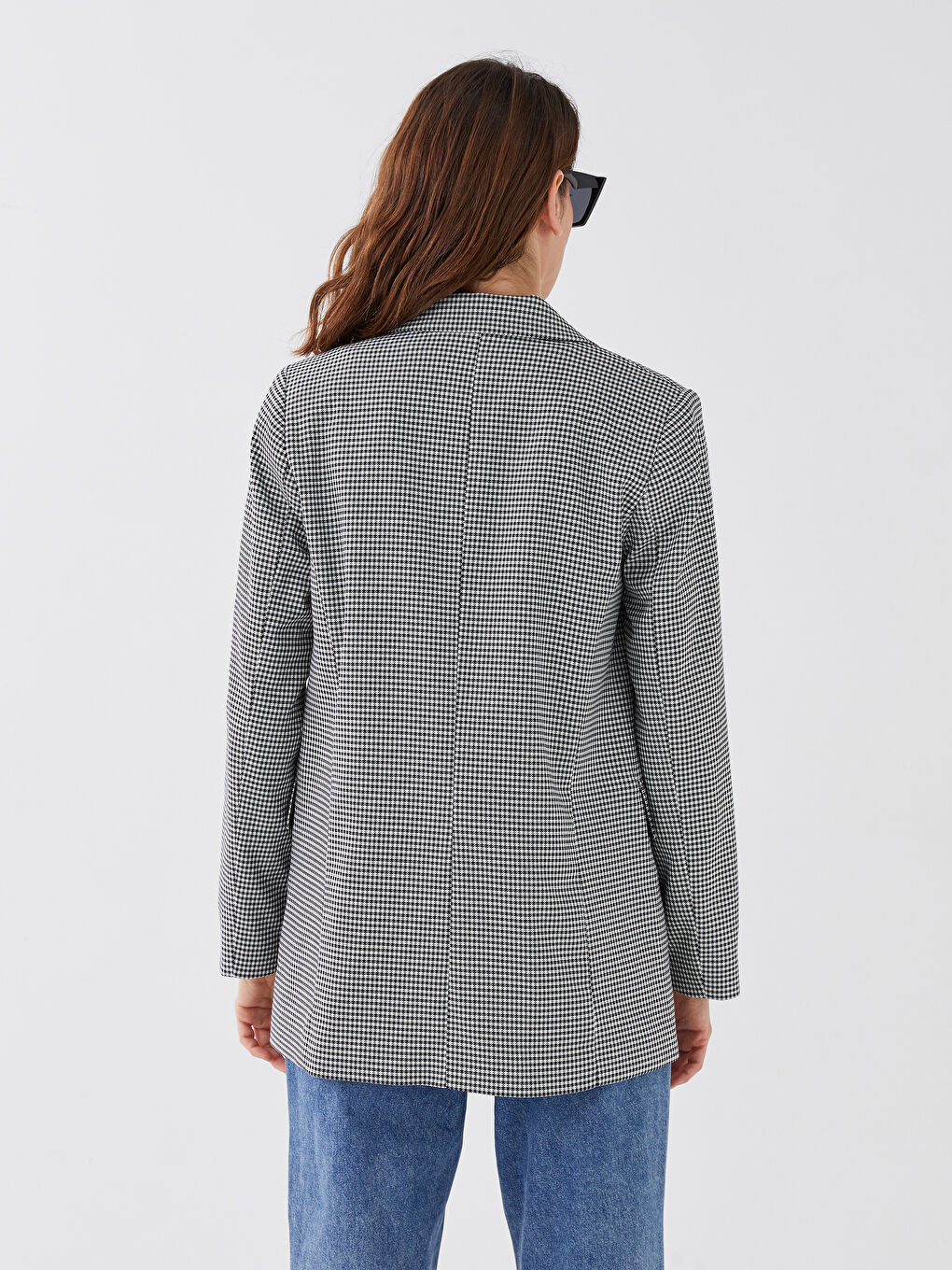 جاكيتات كم طويل بنقشة قدم الإوز للسيدات-4