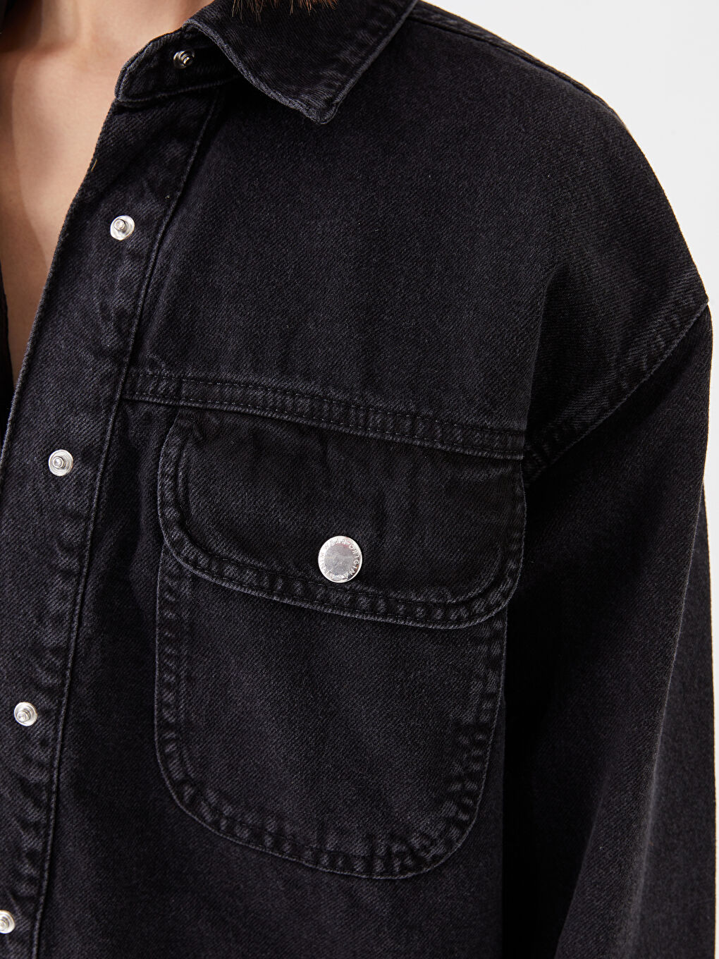 Жағалы мойын әйелдерге арналған деним джинс күртеше-2