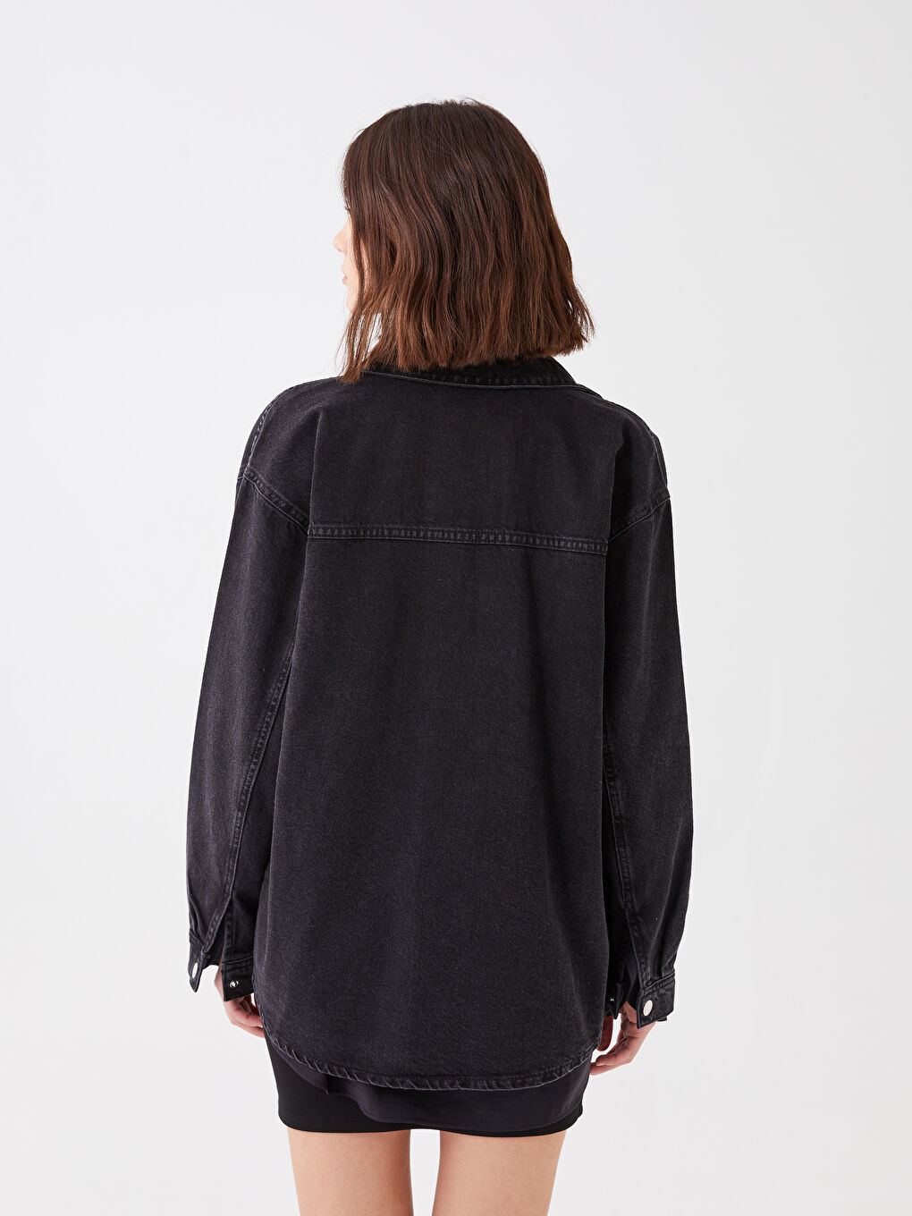 Жағалы мойын әйелдерге арналған деним джинс күртеше-3