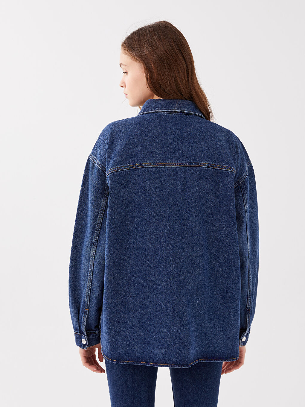 Geacă Cămașă Supradimensionată din Denim pentru Femei-4