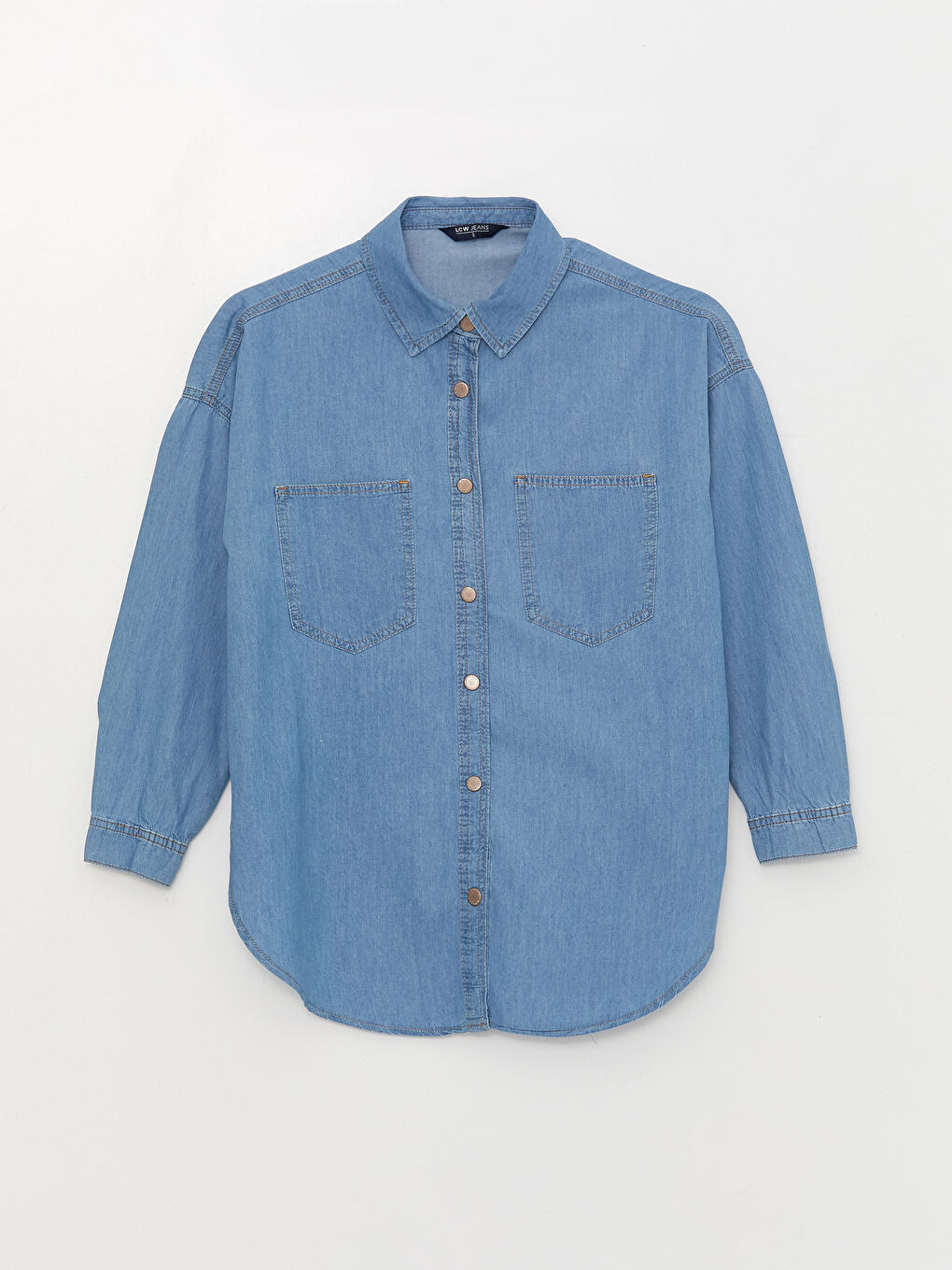 LCW Vision Plain Long Sleeve Oversize Women's Denim Shirt -S35399Z8-507