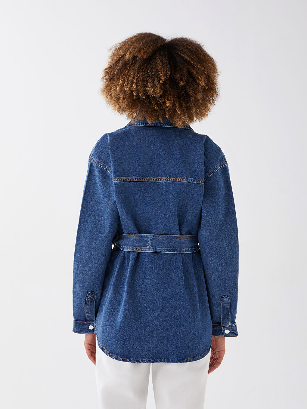 LCW Vision Shirt Collar Oversize Women's Denim Jacket -S35400Z8-507